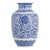 Vintage Chinoiserie Blue Vase For Sale