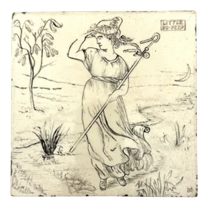 Antique 1890 Minton Monochromatic Design Tile