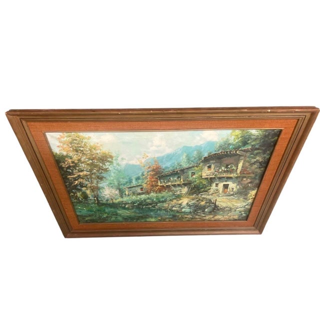 Antique Painting: Mountain Landscape With Rustic Country Houses For Sale In West Palm - Image 6 of 12