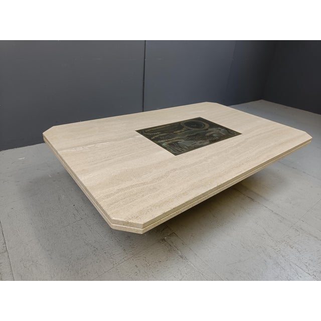 Vintage Etched Brass Coffee Table from Georges Mathias, 1970s For Sale - Image 10 of 12