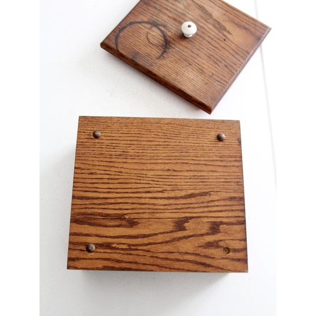 Vintage Oak Wood Storage Box For Sale - Image 6 of 10