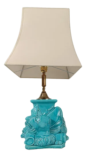 Mid-Century Ceramic Lamp with Italian Renaissance Arms and Armor Decor, 1960s