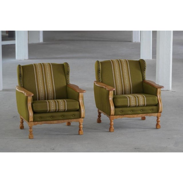 Mid-Century Modern Danish Oak Lounge Chairs by Henning Kjærnulf, 1960s, Set of 2 For Sale - Image 3 of 18