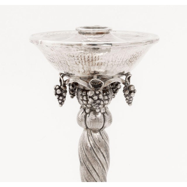 Metal Michael Strauss Hammered Silver Candlesticks, Pair For Sale - Image 7 of 11