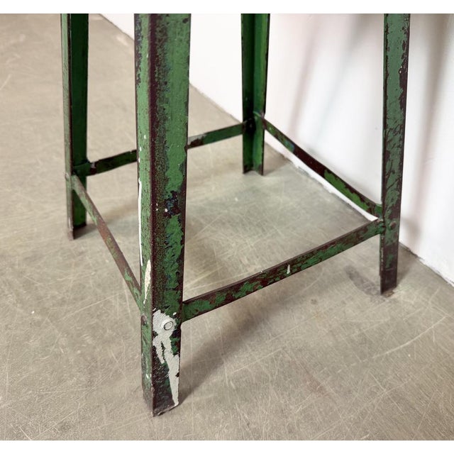 Brown Industrial Green Workshop Stool, 1960s For Sale - Image 8 of 16
