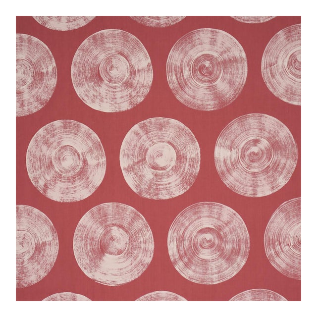 Sample - Schumacher Painted Circles Fabric in Red For Sale