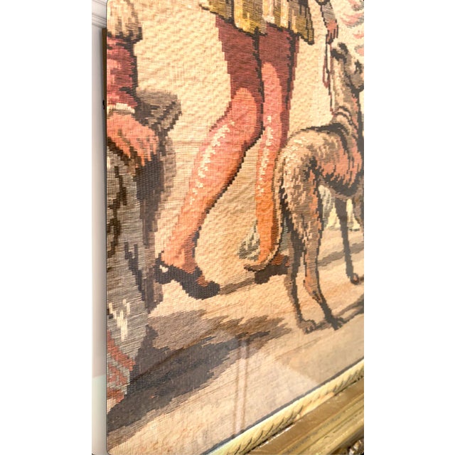 Beige Aubusson Style Tapestry in Giltwood Frame For Sale - Image 8 of 11