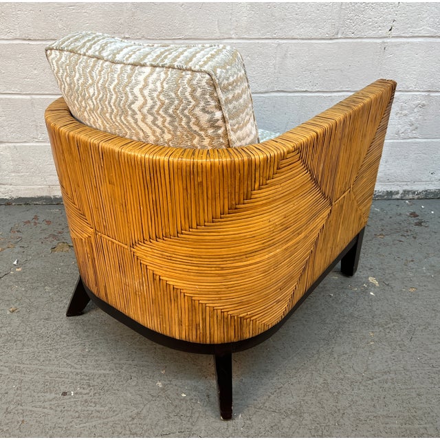 Early 21st Century Braxton Culler Geometric Woven Wicker Lounge Chair For Sale - Image 5 of 10