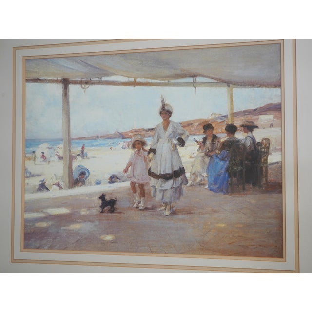 Framed French Print Figures on a Veranda by Beach For Sale In Philadelphia - Image 6 of 11