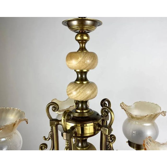 Vintage Brass & Onyx Chandelier by Lacroix Legs, 1960s For Sale - Image 6 of 8