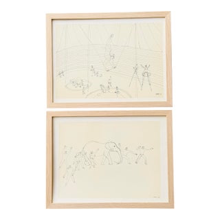 Alexander Calder - 2 Framed Circus Prints - Trapeze & Elephant- 1931/2 - For Sale