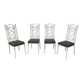 1970s Kessler Industries Faux Bamboo Dining Chairs- Set of 4 For Sale