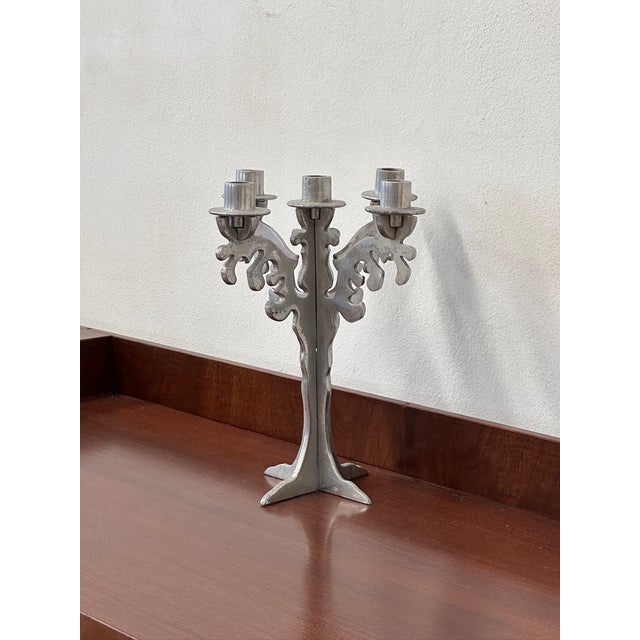 Vintage Brutalist Style Eccentric Candleholder, 1970s, in Very Good conditions. Designed 1970 to 1979