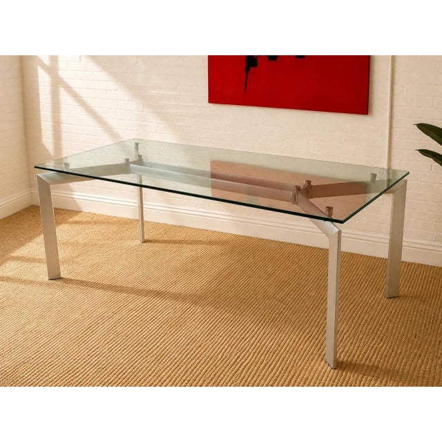 Late 20th Century Seccose Mario Hasuike Italian Glass Dining Table With Six Chairs For Sale - Image 4 of 12