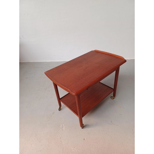 Wood Fully Restored Danish Teak Bar Cart with Integrated Tray, 1960s For Sale - Image 7 of 12