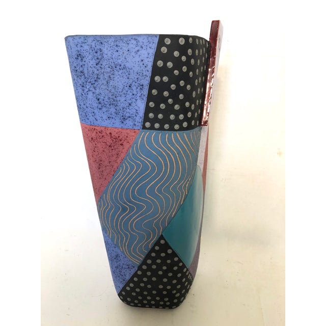 Memphis Styled, Ceramic Art Vase, Signed Madelyn T. For Sale - Image 4 of 8