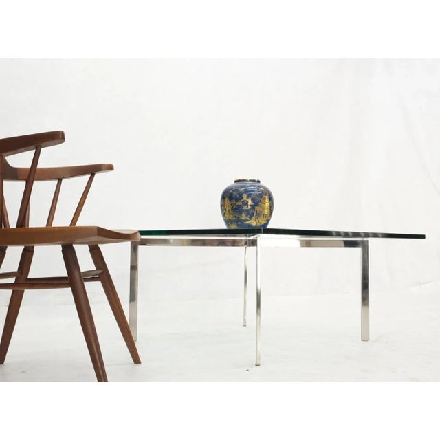 Square Glass top Stainless Steel Base Barcelona Coffee Table Bauhaus Style For Sale - Image 12 of 13