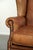 English Sheepskin Wing Armchair in Light Cognac Color For Sale - Image 10 of 13