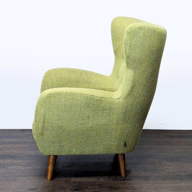 Mid-Century Modern Article Mod Mid-Century Modern Green Lounge Chair With Wooden Legs For Sale - Image 3 of 9