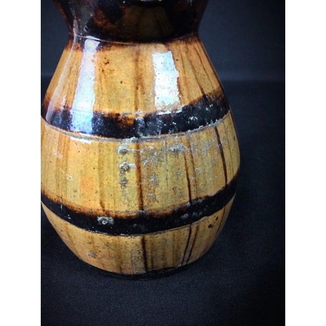 Antique Ceramic Barrel-Shaped Pitcher For Sale - Image 4 of 9