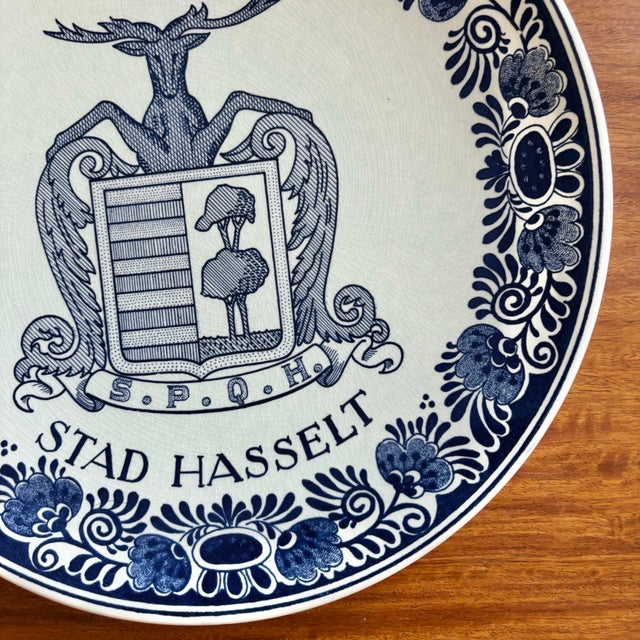 Mid 20th Century Mid 20th Century Dutch Delft Deer Coat of Arms Plate For Sale - Image 5 of 6