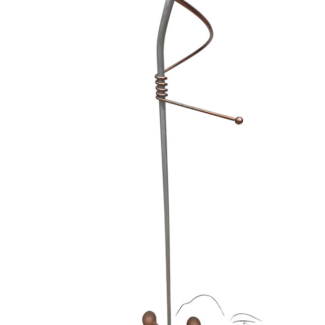 Metal 1990s Post-Modern Memphis Style Torchier Floor Lamp Sculptural Design Copper Aluminum For Sale - Image 7 of 18