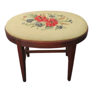 1940s Tapestry Vanity Stool Bench Ottoman