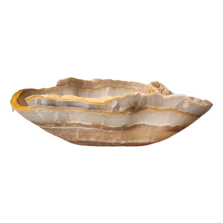 2020s Caramel, Tan and Grey Stone Bowl - One of a Kind For Sale