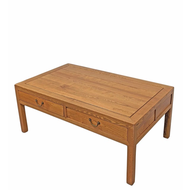 2000 - 2009 Ming Dynasty Elm Two Drawers Coffee Table For Sale - Image 5 of 9