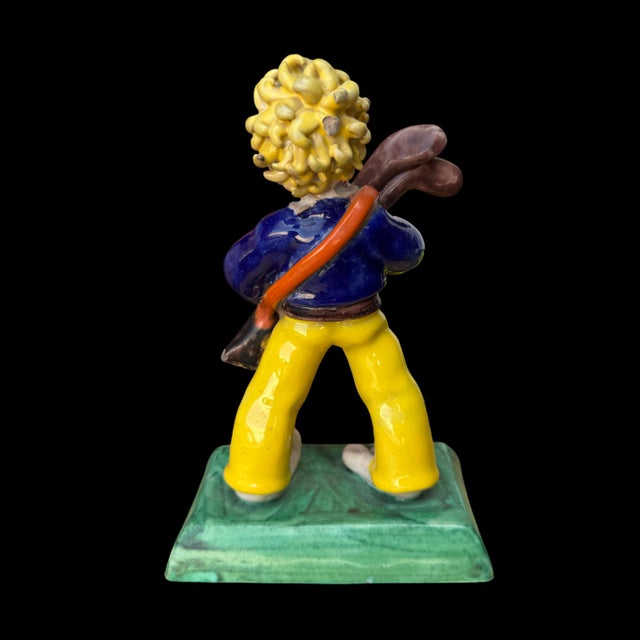 Vintage Italian Barefoot Golfer Hand-Painted Ceramic Sculpture – Signed For Sale In San Diego - Image 6 of 8