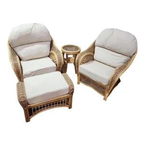 1980s English Cane Conservatory Suite- 4 Pieces