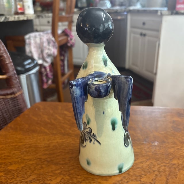 Mexican Tonala Angel Candleholder For Sale - Image 3 of 5