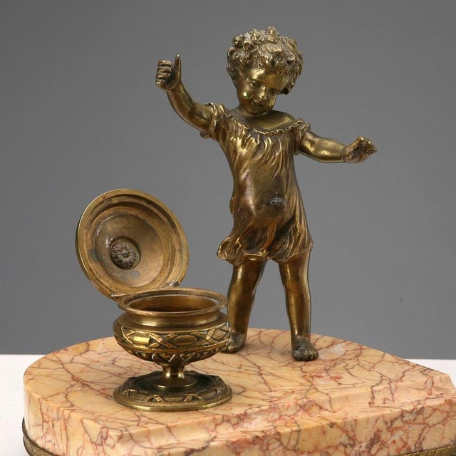 Marble and Bronze Inkwell with Three Feet For Sale - Image 5 of 9