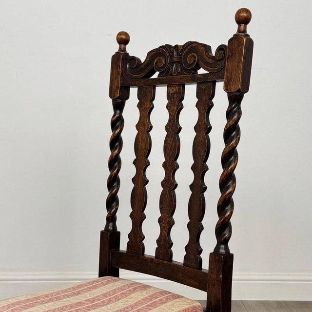 2000 - 2009 Antique 20th Century Barley Twist Oak Dining Chairs, Set of 4 For Sale - Image 5 of 8