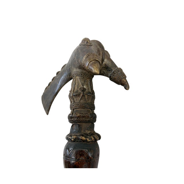 Bronze Rare Vintage Senufo Kpa'ana Bronze Ceremonial Figural Axe Côte d'Ivoire 13" H For Sale - Image 8 of 12