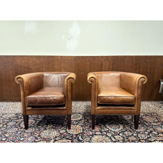 Laura Ashley Club Chairs in Sheep Leather, Set of 2 For Sale - Image 4 of 12
