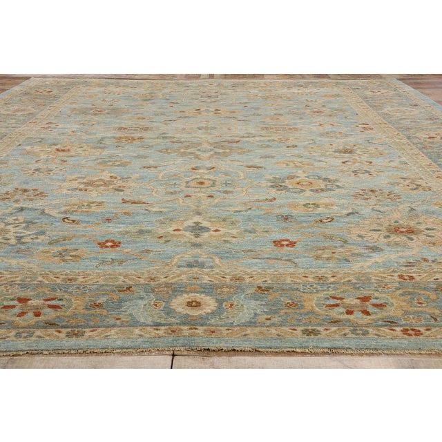 Sky Blue Sky Blue Persian Sultanabad Rug - 12'03 X 15'10 For Sale - Image 8 of 9
