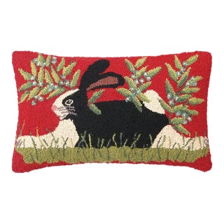 Bunny on Red Hook Pillow, 20" x 12" For Sale