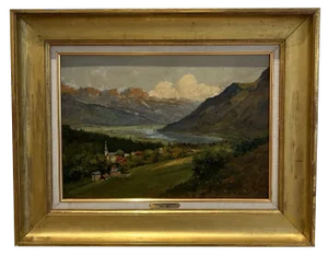 Giuseppe Buscaglione, Piedmontese Landscape, Oil on Canvas, 1920s, Framed