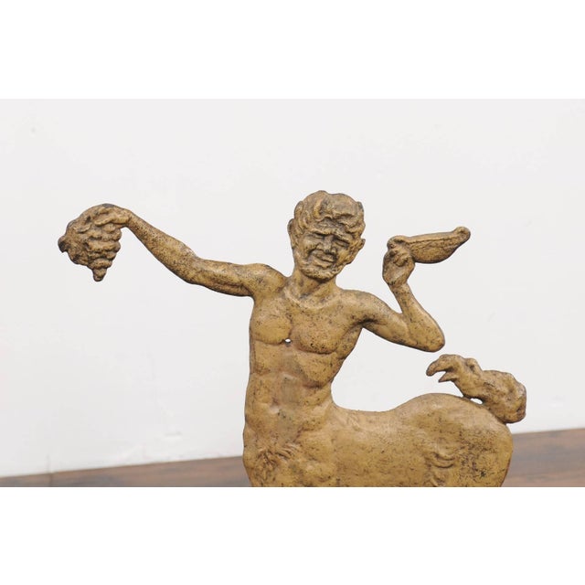 French French 1900s Painted Iron Mythological Centaur Sculpture Mounted on Custom Base For Sale - Image 3 of 7