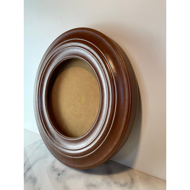 Contemporary Contemporary Leather-Wrapped Picture Frame With Sculptural Molded Detailing For Sale - Image 3 of 9