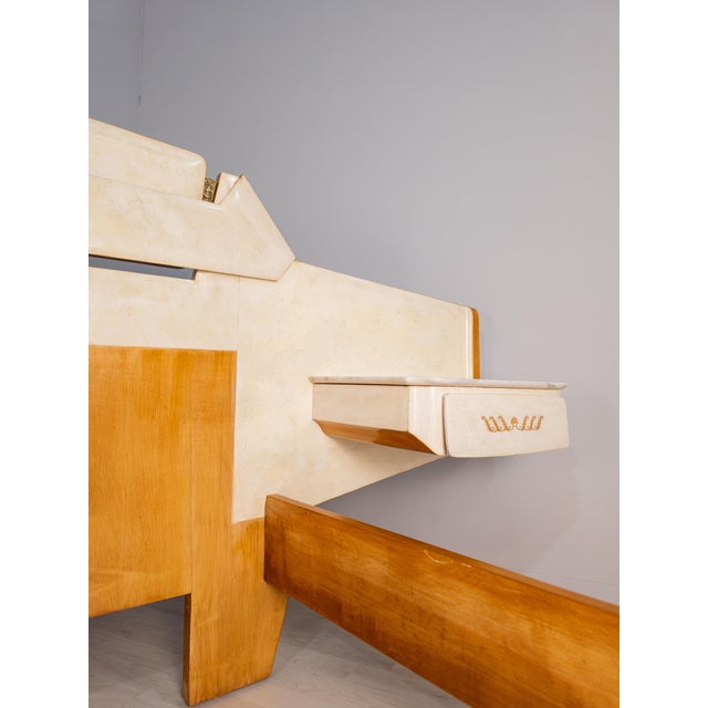 Mid-Century Italian Parchment Double Bed attributed to Giovanni Gariboldi, 1950s For Sale - Image 13 of 18