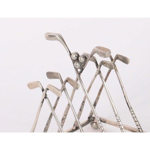 Antique 20th Century Sterling Silver Letter Toast Rack with Crossed Golf Clubs, 1890s For Sale - Image 6 of 12