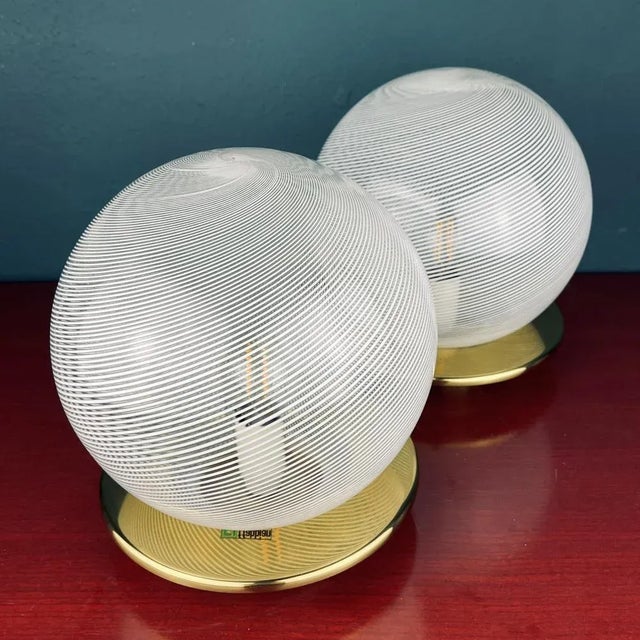 Swirl Murano Glass Table Lamps by F.Fabbian, Italy, 1970s, Set of 2 For Sale - Image 7 of 13