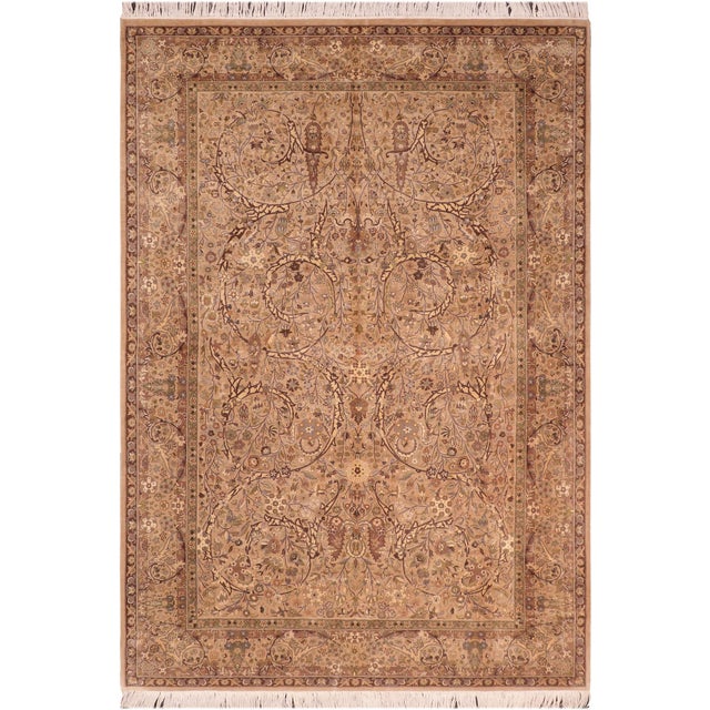 Boho Chic 1990's Floral Pak-Persian Taupe/Brown Wool Rug - 6'1'' X 9'7'' For Sale - Image 9 of 9