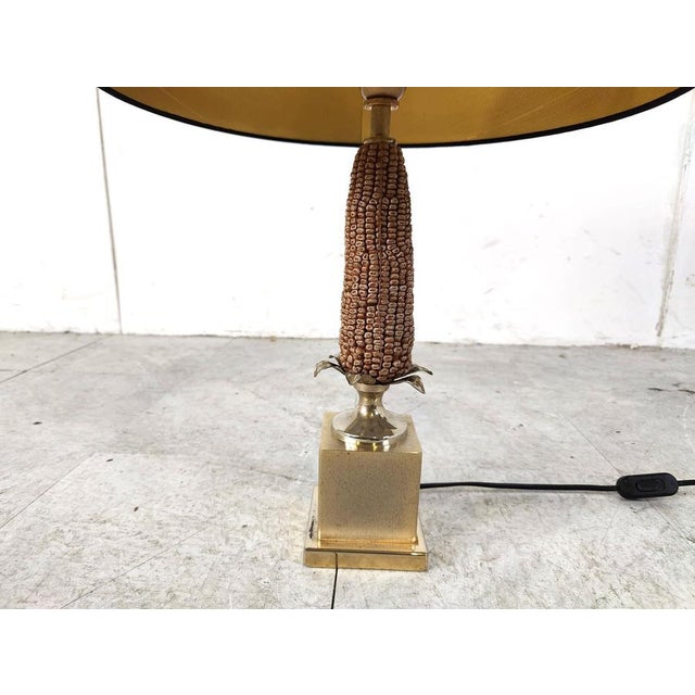 Black Vintage French Corn Table Lamp, 1970s For Sale - Image 8 of 10