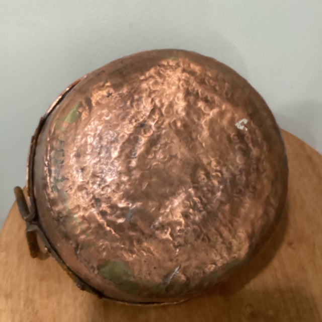 Metal Antique Hand Hammered Copper Jam Pot/Primitive Cauldron With Iron Handles For Sale - Image 7 of 12