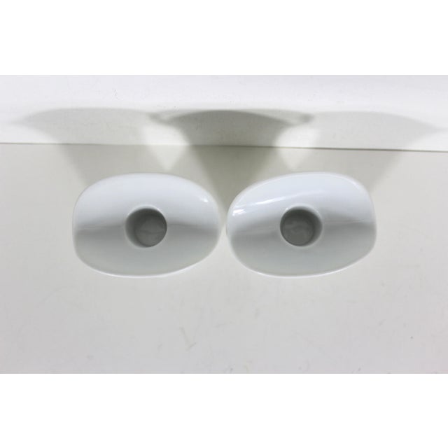 Ceramic Vintage 1960’s Ceramic White Bisque Candle Holders Signed M Frey Kaiser Germany, Matte White Porcelain, a Pair For Sale - Image 7 of 10