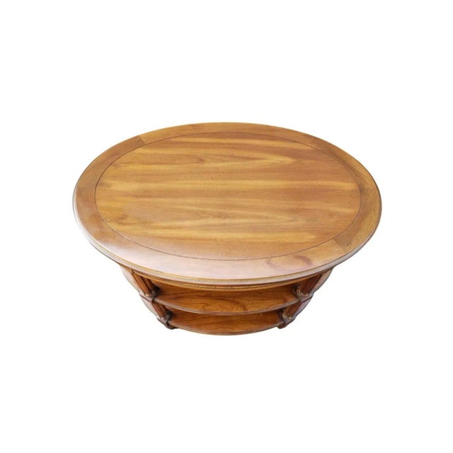 American American Classical Three-Tier Oval Fruitwood Side Table For Sale - Image 3 of 6