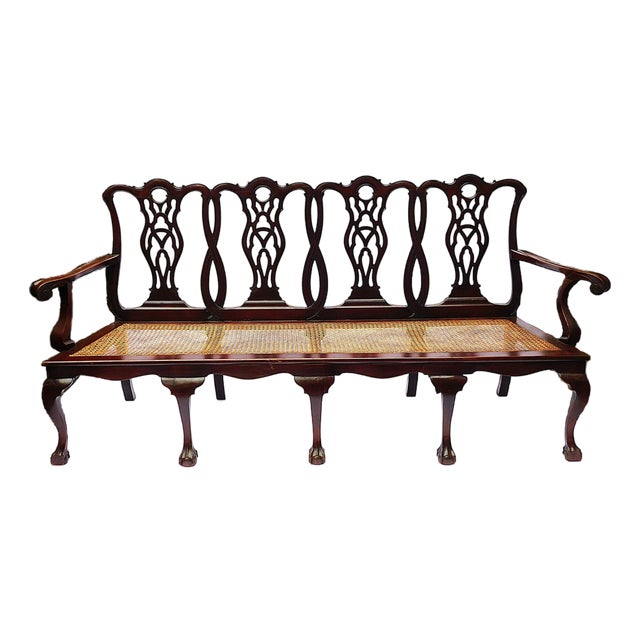 Late 19th Century Chippendale Style Four Seater Settee For Sale